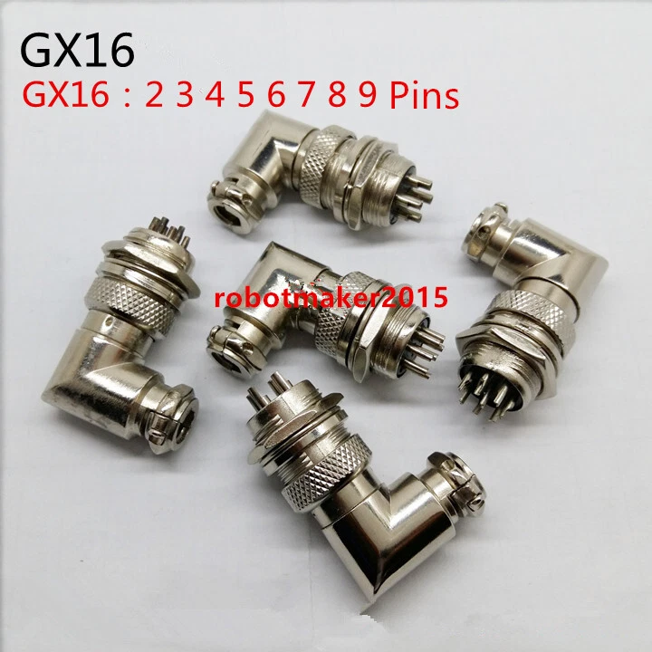 1set 2/3/4/5/6/7/8/9 Pins GX16 Socket Mic 90 Degree Plug Male Female Connector  - Image 1 of 3