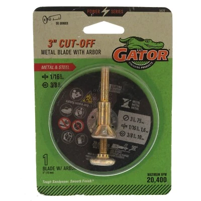 Gator 9429 3" Cut-Off Metal Blade with Arbor, 1/16" Thickness, 3/8" Arbor - Image 1 of 4