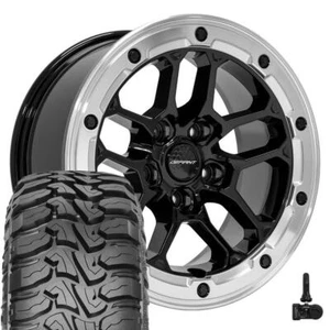 17x8 Machined Black Defiant DF01 Rims & Tires Set(5) Fit Wrangler Gladiator - Picture 1 of 7