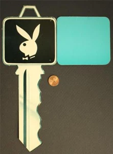 1960s Hugh Hefner's Chicago Playboy Club Keycard big diecut CARDBOARD gift tag-- - Picture 1 of 1