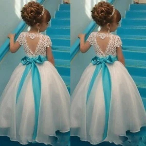Girl Communion Party Prom Princess Pageant Bridesmaid Wedding Flower Girls Dress - Picture 1 of 7