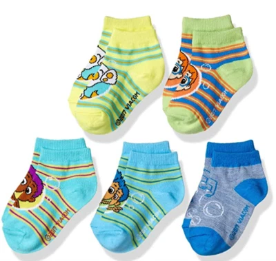 Calcetines Bubble Guppies 5 No-Show para niños talla 5-6,5 se adapta al zapato 4-7,5 Gil Nonny Foto 1 de 3