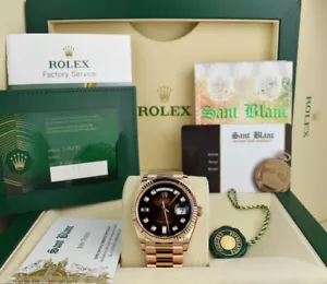 ROLEX 18kt Rose Gold Day Date 36 President Brown Ombre Diamond 128235 SANT BLANC - Picture 1 of 7
