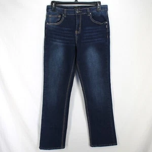 Silver Zane Jean Boys Size 14 Dark Wash Blue Denim Adjustable Waist Straight Leg - Picture 1 of 5