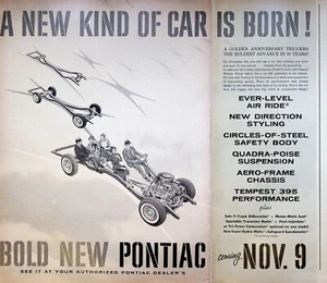 Pontiac 1958 50 aniversario de oro coche avanza nacido vintage anuncio impreso en 2 páginas - Imagen 1 de 3