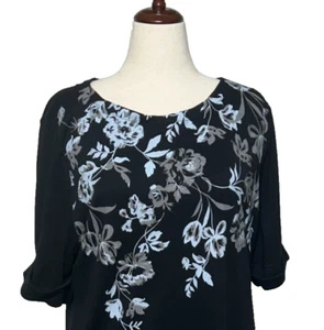 Karen Scott Dress XXL Knee Length Black Gray Floral Sport Pullover Casual NWT - Picture 1 of 13