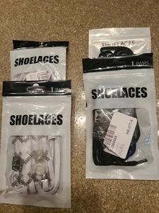 Elastic Shoe Laces 100cm. Lot Of 4.. METAL ANCHORS INCLUDED..Black And White - Picture 1 of 3