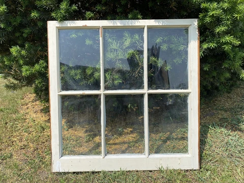 Vintage Antique Wood Window Sash 6 Pane 28.25" x 27.75" x 1.75" (#2) Cover