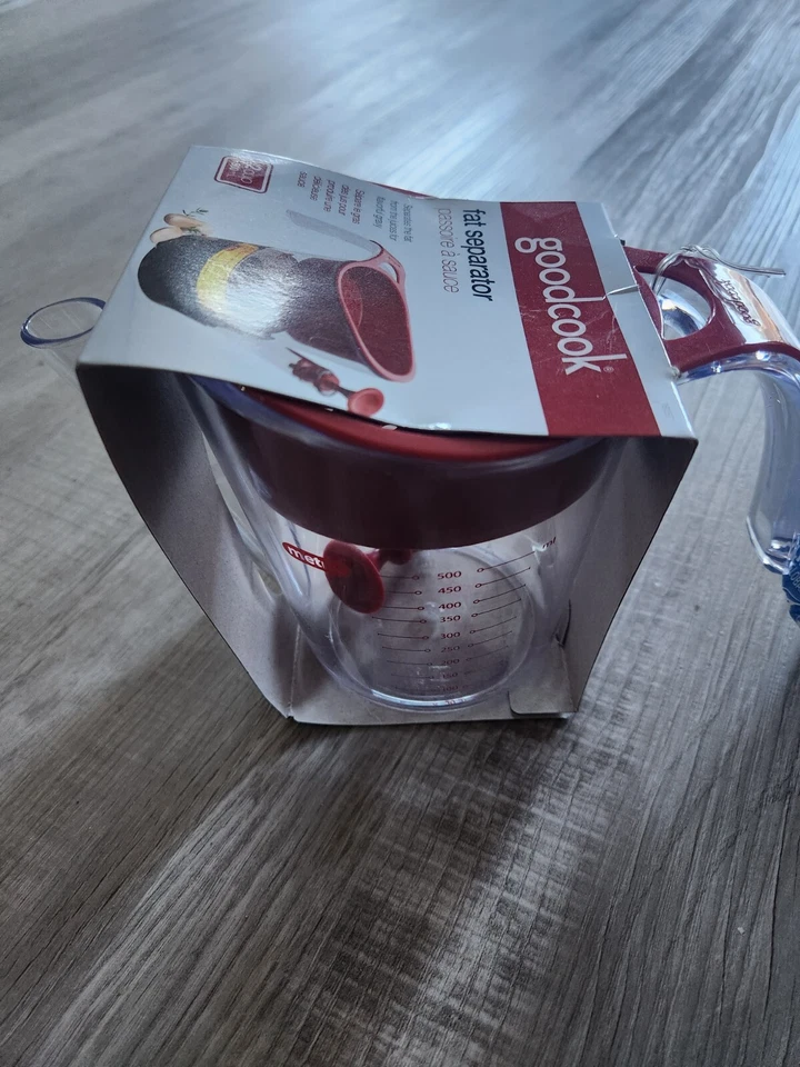 Nuevo Stock Antiguo Sólido Resistente, 2 Tazas 500 ml Separador de Grasa Salsa Roja y Transparente Foto 1 de 2