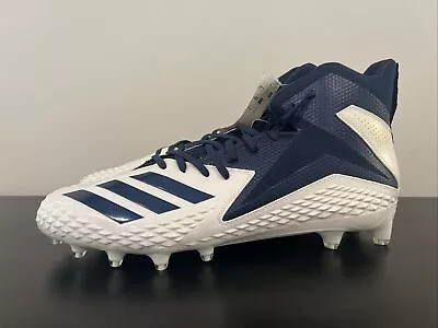 Size 17 adidas Freak X Carbon High Football Cleats White/Navy Blue DB0567 NEW - Image 1 of 4