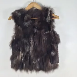 Unbranded womens Real Authentic fur vest jacket size 8 brown sleeveless 090297 - Picture 1 of 9