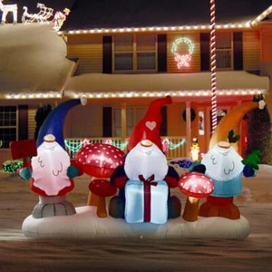 Christmas Gnomes Inflatable Decor with LED Lights Holiday Blow up Outdoor Yard - Picture 1 of 12