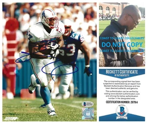 Foto firmada por Eddie George de los Houston Oilers fútbol americano 8x10 Beckett certificado de autenticidad prueba automático - Imagen 1 de 3