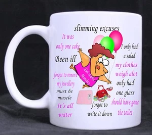 Slimming Excuses - Funny Novelty 11 oz Mug and Coaster set, birthday, Gift,Diet - Picture 1 of 3