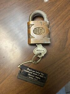 Vintage ILCO  Padlock Lock & Key - works!