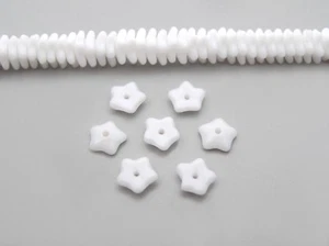 192 Czech glass flat star bead cups 7x3mm Chalk White Opaque col, 16 inch strand - Picture 1 of 2