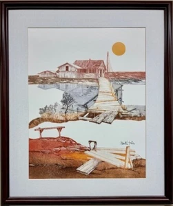 Martin Tobias "Across the Bridge" Hand Signed Framed Art Rural Mountains NEW - Picture 1 of 3