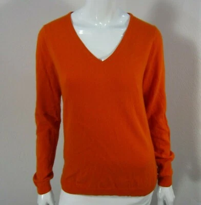 Suéter 100% 2 PLy Cachemir UNIQLO Cuello en V Talla M Mediano Naranja 098 Foto 1 de 4