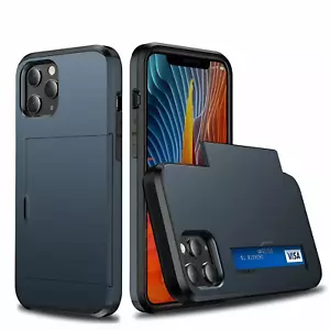 For iPhone 16 15 14 13 12 11 Pro Max XR Shockproof Case Cover Wallet Card Holder - Picture 1 of 17