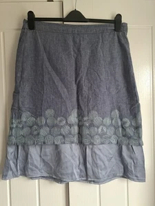 Ladies White Stuff Blue Summer Skirt Size 16 - Picture 1 of 6