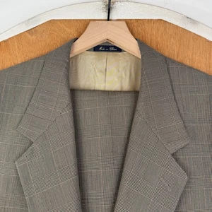 J Riggings Suit Mens 40R Brown Glen Check 2 Button Wool Blend Pants 32x29 Pleat - Picture 1 of 23