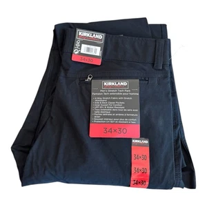 Kirkland Signature Men’s Stretch Tech Pants 34x30 Black Water Resistant - Picture 1 of 12