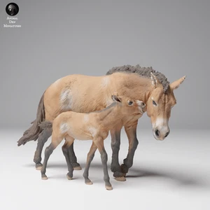 Przewalski’s Horse and Calf – 3D Printed Model - Unpainted - Animals Miniatures - Imagen 1 de 4