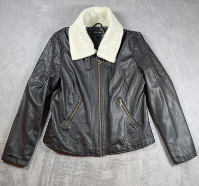 Chaqueta de cuero sintético New Look para mujer talla XL negra cuello sherpa ropa de calle ciudad Foto 1 de 4