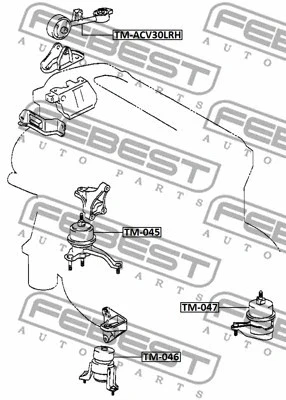 Montaje motor izquierdo (hidroeléctrico) TM-047 FEBEST 2012-2018 Lexus ES300h Foto 1 de 2