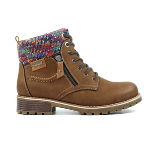 Lunar Tabasco  GLB204 Ladies Tan Waterproof Zip & Lace Ankle Boots - Picture 1 of 8