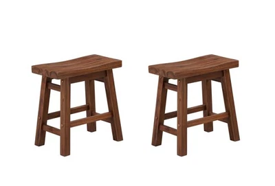 Sonoma Backless Saddle Dining Height Stool - Chestnut Wire-Brush - Set of 2 - Image 1 of 4