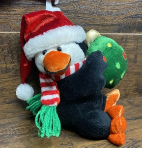 Vintage Christmas Penguin In Scarf & Santa Hat 7” Stuffed Plush Toy by Dan Dee - Picture 1 of 6