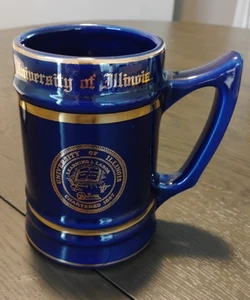 Vintage Università dell'Illinois Blu/Oro Sigillo Stein~W C Bunting Co - Foto 1 di 10