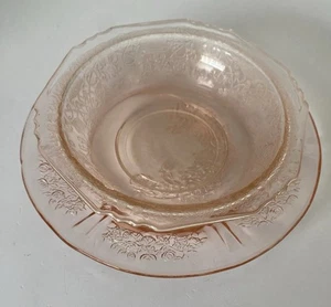 Rosa Depression Glas kleine geätzte Teller und Schüssel Set 6" - Bild 1 von 4