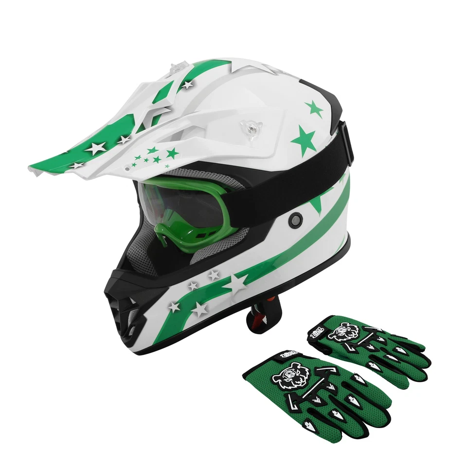 DOT Unisex Juvenil Casco y Gafas Guantes Niñas Niños Motocicleta ATV UTV Motocross Foto 1 de 4