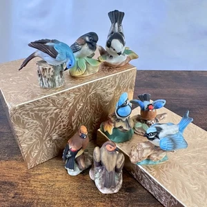Vintage 1982 F.P. Korea Kunst Porzellan 3" Miniatur Vogel Figuren Menge 8 - Bild 1 von 19