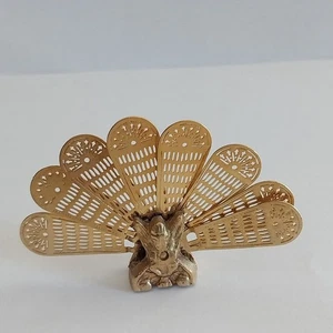 Dollhouse Miniatures Metal Gold Tone Peacock Fireplace Screen Cover 1.75" H - Picture 1 of 6