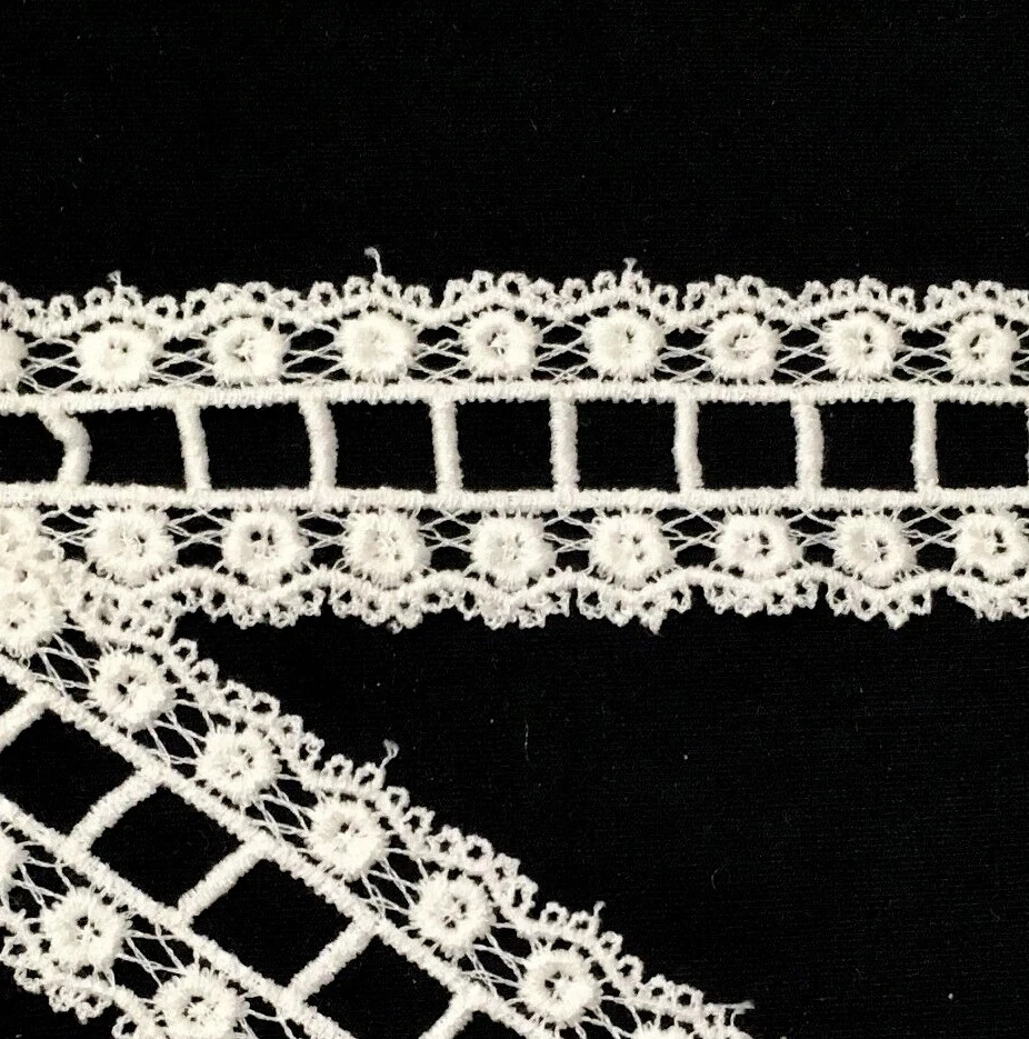 Cinta Inserción Encaje Ganchillo Algodón Cuentas Encaje Ribete 1-1/2 Blanco 5y EE. UU. W349 Foto 1 de 1