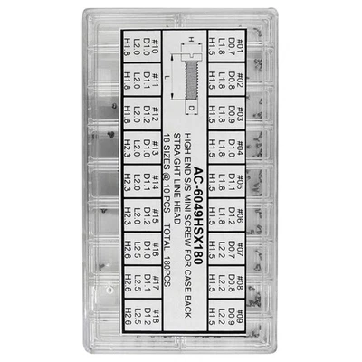 180pcs/Box 18 Sizes Stainless Steel Mini Screw Slotted Screw for Watch Back Case - Image 1 of 4