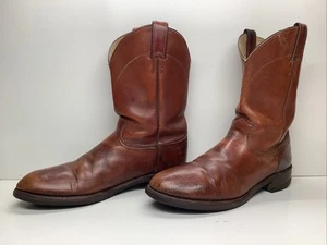 WOMENS JUSTIN COWBOY WESTERN ROPER BRICK BROWN SIZE 11.5 B - Picture 1 of 11