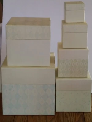 Bob’s Boxes Set Square 3”-9” Nesting Stacking Rosebuds Pink Cream Baby Girl Room - Image 1 of 4