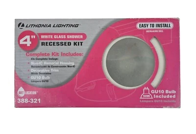 Lithonia Lighting White Glass Shower Recessed Kit 4 in 388 321NOS - Image 1 of 4
