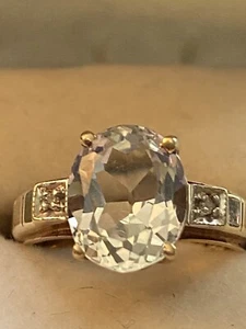 White Topaz Ring Size 5 , 10k - Picture 1 of 8