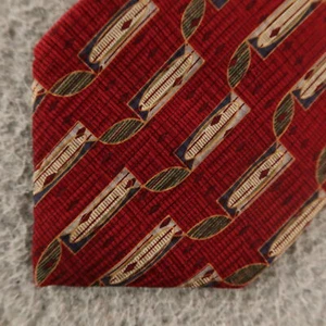 VTG Nautica Tie Red Geometric 100% Silk Made in USA 3.5" - Picture 1 of 7