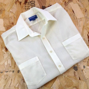 VTG MONTGOMERY WARD Kool Knit 100% Polyester Sheer Short Sleeve Shirt Men's 16 - Picture 1 of 8