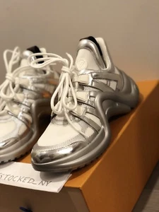 NIB Louis Vuitton LV Archlight Sneaker in Metallic Silver sz 37 - Picture 1 of 12