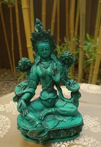 GRÜNE Tara Statue TÜRKIS aus Nepal für den Hausaltar 21cm - Picture 1 of 3