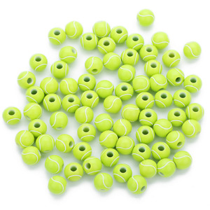 100pcs 12mm Tennis Ball Beads Spacer Beading Acrylic Round Beads Jewelry Making