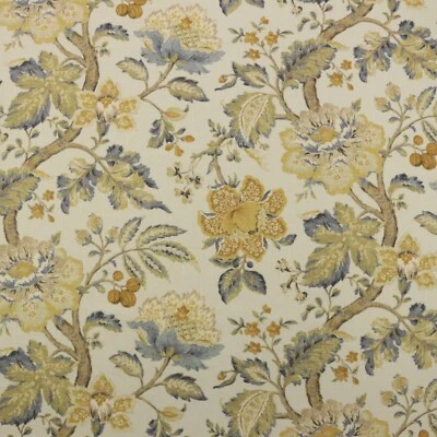 BALLARD DESIGNS SAYER YELLOW LARGE FLORAL LINEN MULTIUSE FABRIC BY YARD 54"W - Image 1 of 4
