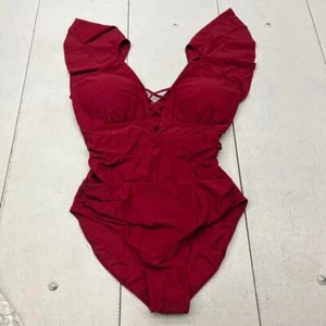 Blooming Jelly Red Ruffle Sleeveless V-Neck One-Piece Swimsuit Women's Size XXL - Picture 1 of 5